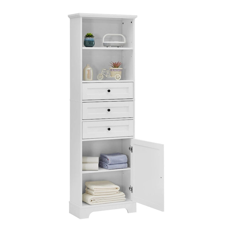 68Tall Storage Cabinet with 3 Drawers and Adjustable Shelves for Bathroom, Kitchen and Living Room