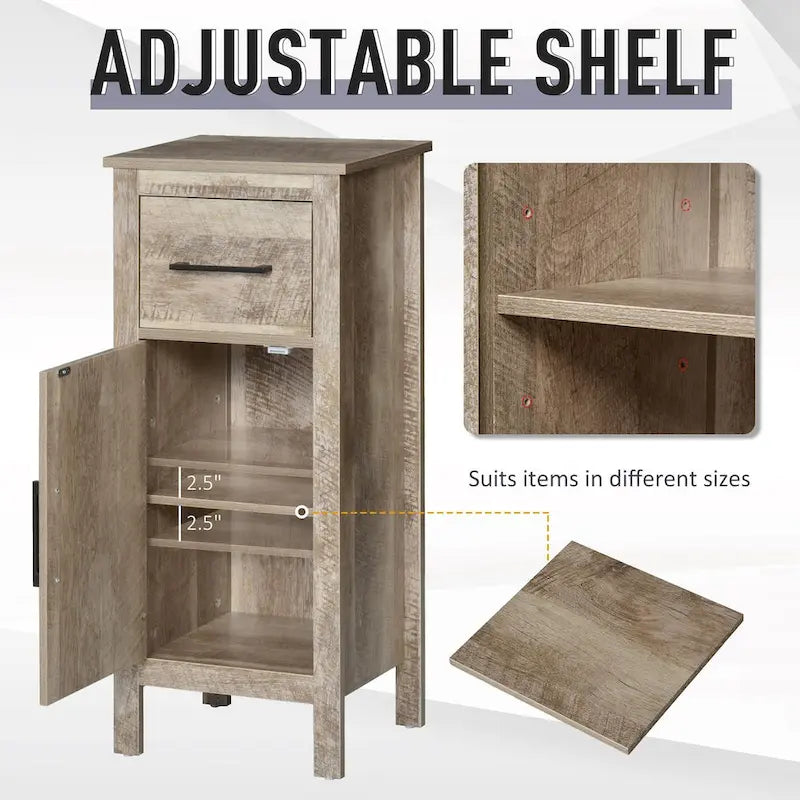 Bathroom Floor Cabinet with Drawer and Adjustable Shelf
