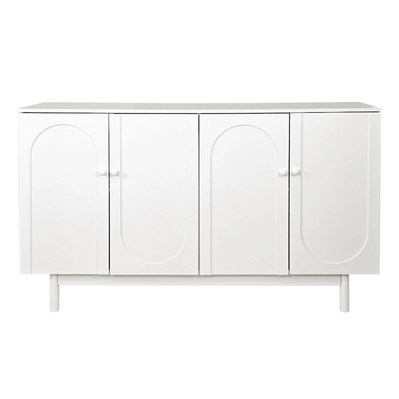 4-Door Intaglio Storage Cabinet with Pine Legs, Solid Wood Pulls, and MDF, Stylish and Functional for Living Room