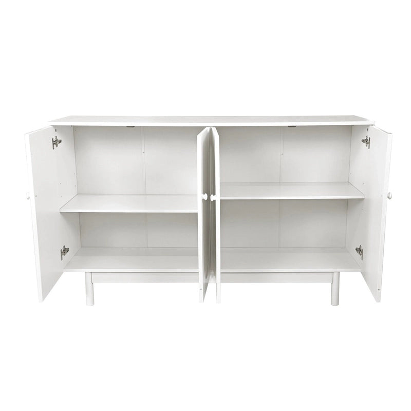 4-Door Intaglio Storage Cabinet with Pine Legs, Solid Wood Pulls, and MDF, Stylish and Functional for Living Room